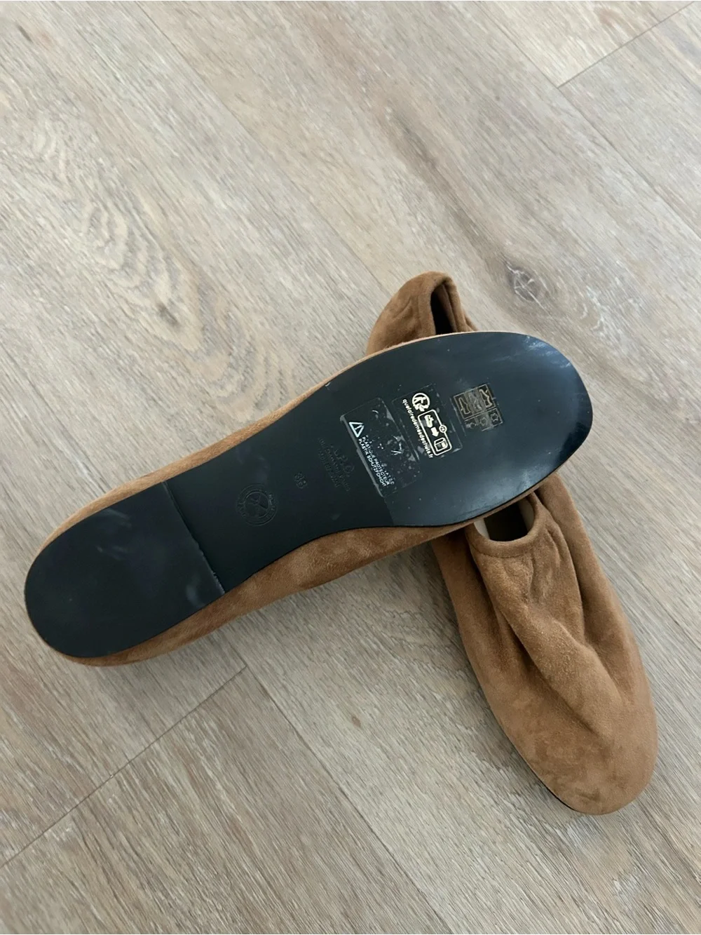 A.P.C. Women's Suede Ballet Flats in Tan